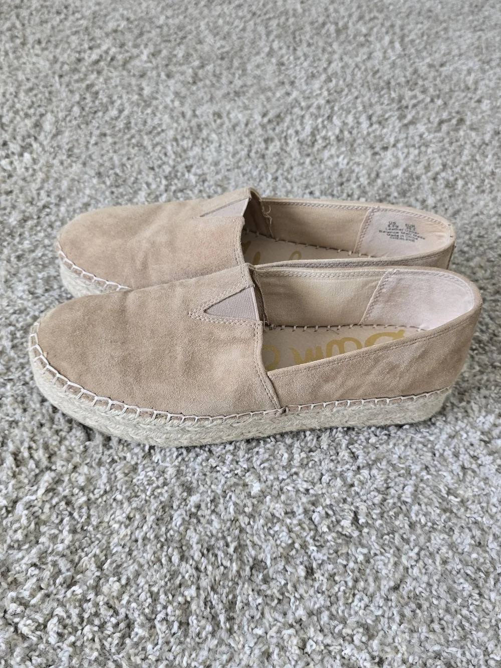 Sam Edelman Women's Beige Suede Espadrille Slip-On Flat Round Toe US 8.5